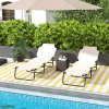 Outsunny Foldable Sun Lounger Set of 2 with 5-Position Adjustable Backrest, Outdoor Portable Recliner Chaise Lounge Chair with Breathable Mesh Fabric, Cream White