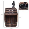Outsunny Barrel Garden Water Feature with Electric Pump, Wooden Waterfall Fountain Garden Decorative Ornament with Flower Planter Decor