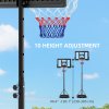SPORTNOW Basketball Hoop Outdoor, Basketball Hoop and Stand with 10-Level Adjustable Height, Weighted Base, Portable on Wheels, 2.3-3.05m, for Teens, Adults