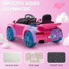 AIYAPLAY Licensed RUF CTR 2017 Electric Car for Kids, Ride On Car 12V Battery Powered Kids Electric Vehicle with Remote Control, Soft Start, MP3 Player, LED Lights, Horn, Pink