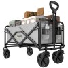 Outsunny 90L Festival Trolley on Wheels, Folding Camping Trolley Cart with Adjustable Handle, Portable for Outdoor, Garden, Shopping, Fishing, Dark Grey