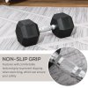HOMCOM 15KG Single Rubber Hex Dumbbell Portable Hand Weights Dumbbell for Home Gym Workout Fitness