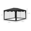 Outsunny 4 m x 3 m Gazebo with Sides, Outdoor Party Tent, Sun Shade Canopy with Mesh Sidewalls, Dark Grey