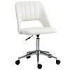 Vinsetto Mid Back Office Chair, Velvet Fabric Swivel Scallop Shape Computer Desk Chair for Home Study Bedroom, Cream White