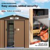 Outsunny 7 x 4ft Metal Garden Shed, Outdoor Storage Tool House with Ventilation Slots, Foundation Kit and Lockable Double Doors, Light Brown