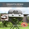 Outsunny Foldable Gas BBQ with Side Tables, 2 Burner Portable Gas Barbecue Grill with Thermometer Lid Grease Tray Wheels, Folding Trolley for Garden Party Camping Picnic Outdoor Cooking, 5.6KW, Black
