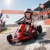 HOMCOM 24V Electric Go Kart for Kids, Drifting Ride-On Racing Go Kart with Slow Start, Music, Horn Honking and Safety Belt, for 8-12 Years Old, Red