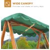 Outsunny 3 Seater Garden Swing Seat with Canopy, Wooden Swing Chair, Outdoor Hammock Bench for Balcony Patio Porch, Green