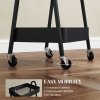 HOMCOM 3-Tier Storage Trolley on Wheels, Rolling Utility Cart with Handles, Mobile Kitchen Storage Cart for Living Room, Dining Room, Bedroom, Bathroom