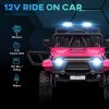 AIYAPLAY Kids Ride On Car, 12V Battery Powered Electric Truck with 4 Spring Suspension Wheels, Parental Remote Control, Music Horn LED Lights, Pink