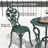 Outsunny Garden Bistro Set with Umbrella Hole, 3 Piece Cast Aluminium Garden Furniture Set, Antique Floral Round Coffee Table and Chairs, Small Balcony Furniture for Outdoor, Patio, Green