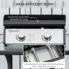 Outsunny Gas Plancha Grill with 2 Stainless Steel Burner, 10kW, Portable Tabletop Gas BBQ with Non-Stick Griddle for Camping Picnic Garden Party Festival