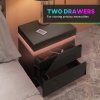 HOMCOM High Gloss Front Bedside Table, Nightstand with RGB LED Light and 2 Drawers, Chest of Drawers for Bedroom, Living Room, Black