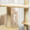 PawHut Cat Tree for Indoor Cats 135cm Kitten Tower Scratching Post Kitty Scratcher Climbing Tower with Ladder, Beige