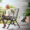 Outsunny Rattan Folding Chair Outdoor, 5-Position Adjustable Wicker Garden Dining Chair with High Backrest, Wide Armrest, for Patio, Terrace, Balcony, Black