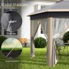 Outsunny 3 x 4m Garden Gazebo Hexagon Pop Up Gazebo Party Tent Canopy Double Roof Instant Shelter with Netting and Carry Bag for Outdoor Patio, Khaki