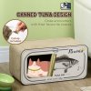 PawHut Cat Scratching Board, 2 in 1 Cat Scratcher Cardboard with Catnip, Canned Tuna Design Cat House for Indoor Kitty, Cream White