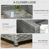 Outsunny 3 Pieces PE Rattan Garden Furniture Set with 10 cm Thick Cushions, 4 Seater Garden Corner Sofa Set with Glass Top Coffee Table, Outdoor Furniture for Patio, Porch, Grey