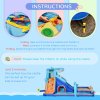 Outsunny Kids Bouncy Castle Inflatable Water Park 6 in 1 for Children Shark-Themed with Slide, Pool, Climbing Wall, Water Cannon for 3-8 Years