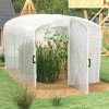 Outsunny 3 x 2 x 2m Polytunnel Greenhouse with Hinged Door, Walk-in Grow House Tent with UV-resistant PE Cover, Galvanised Steel Frame, Clamps, White