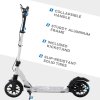 HOMCOM Adult Teens Kick Scooter Foldable Height Adjustable Aluminium Ride On Toy for 14+ w/ Rear Wheel & Hand Brake, 200mm Big Wheels, Shock Mitigation System - Silver