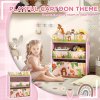 AIYAPLAY Kids Storage Unit, 3-Tier Toy Organiser Shelf with 6 Removable Storage Boxes, for Playroom, Bedroom, Children's Room, Nursery, Pink