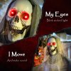Outsunny 183 cm Life Size Halloween Animated Skeleton Grim Reaper with Glowing LED Eyes, Scary Halloween Decorations, Battery Operated, Indoor Party Props