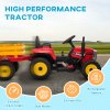 HOMCOM Electric Ride on Tractor 12V Kids Electric Car with Detachable Trailer Remote Control, Music, Horn, Lights, Start-Up Sound, for Ages 3-6 Years - Red