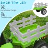 HOMCOM Electric Ride on Tractor 12V Kids Electric Car with Detachable Trailer Remote Control, Music, Horn, Lights, Start-Up Sound, for Ages 3-6 Years - Green