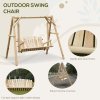 Outsunny Outdoor 2 Seater Swing Chair Larch Wood Garden Swing Seat Porch Hammock Bench Lounger
