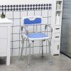 HOMCOM EVA Padded Shower Chair for the Elderly and Disabled, Height Adjustable Shower Stool with Back and Arms, 4 Suction Foot Pads