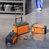 HOMCOM 3-in-1 Rolling Tool Box, Stackable, Modular Powder Coated Steel Toolbox with Tray, Handles, Latches, Wheels, Heavy Duty Tool Storage System for Workshop, Garage, 520mm x 320mm x 720mm, Orange