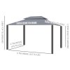 Outsunny 3 x 4m Aluminium Garden Gazebo, Marquee Canopy Shelter Pavilion Party Tent with Nets and Curtains for Garden and Deck, Grey