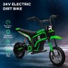HOMCOM 24V Electric Go Kart for Kids, Drifting Ride-On Racing Go Kart with Slow Start, Music, Horn Honking and Safety Belt, for 8-12 Years Old, Green