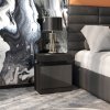 HOMCOM High Gloss Front Bedside Table, Nightstand with RGB LED Light and 2 Drawers, Chest of Drawers for Bedroom, Living Room, Black