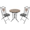 Outsunny 3 PCs Garden Mosaic Bistro Set Outdoor Patio 2 Folding Chairs & 1 Round Table  Outdoor Furniture Vintage