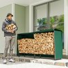 Outsunny Firewood Rack with Waterproof Cover, Heavy Duty Metal Log Store Indoors, Log Storage Holder for Outdoor Indoor Fireplace, 200 x 36 x 99 cm, Dark Green
