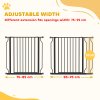 PawHut Dog Gate Wide Stair Gate w/ Door Pressure Fit Pets Barrier for Doorway, Hallway, 76H x 75-95W cm - Black