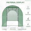 Outsunny Walk-in Polytunnel Greenhouse, Outdoor Garden Tunnel Greenhouse Tent with Zipped Roll-Up Door and 8 Mesh Windows, 4 x 2M