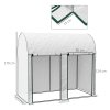 Outsunny Walk-In Greenhouse with Zipped Roll Up Doors, Small Tomato Greenhouse with Plastic Cover and Arched Top for Flowers, Vegetables and Herbs, 200 x 100 x 178cm, White