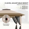 Outsunny 3.6 x 3.6m Pop Up Gazebo with Mesh Sides, UPF50+ Height Adjustable Party Tent Instant Event Shelter with Wheeled Carry Bag and Sand Bags for Garden, Patio, Beige