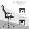 HOMCOM Mesh Office Chair, High Back Computer Desk Chair, Swivel Chair with Height Adjustable, Study Chair for Home Office, Black
