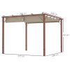 Outsunny 3 x 3(m) Garden Pergola with Retractable Roof Canopy and Wood Grain Aluminium Frame, Outdoor Gazebo Pergola Kit, UPF30+ Sun Shade Shelter for Deck, Porch, Natural Wood Finish
