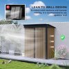 Outsunny 5x3ft Garden Shed, Steel Small Shed, Outdoor Lean-to Shed with Adjustable Shelf, Lock and Gloves for Patio, Garden, Brown with Foundation Kit