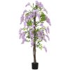 HOMCOM Artificial Wisteria Flower, Tall Fake Plant with 756 Leaves and 54 Flowers in Pot, Decorative Artificial Plant for Home Indoor Decor, 180 cm, Purple