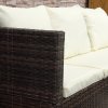 Outsunny 3 Pieces Rattan Garden Furniture Sofa Set, 4 Seater Garden Corner Sofa with 5-Level Reclining Sun Lounger and Storage Coffee Table, Outdoor Furniture Conservatory Set with Cushions, Brown