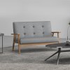 HOMCOM 2 Seater Sofa Modern Linen Fabric Upholstery Tufted Couch with Rubberwood Legs for Living Room and Kitchen