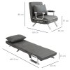 HOMCOM Single Chair Bed, Click Clack Convertible Bed Settee, Modern Velvet Feel Fabric Lounge Couch with Cushion for Living Room, Bedroom, Guest Room