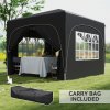 Outsunny 3 x 3(m) Pop Up Gazebo with Sides and Carry Bag, UPF50+, Height Adjustable Party Tent Instant Event Shelter for Garden, Outdoor, Patio, Black