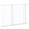 PawHut Dog Gate Wide Stair Gate w/ Door Pressure Fit Pets Barrier for Doorway, Hallway, 76H x 75-115W cm - White